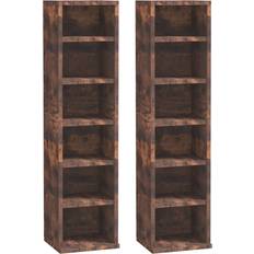 Brown Shelving Systems Homcom CD Media Display Unit Rustic Brown Shelving System 21x88.5cm