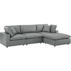 Leathers Sofas modway Commix Gray Vegan Leather Sofa 119" 4 Seater