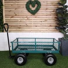 Heavy Duty Green Metal Garden Festival Cart Truck Trolley Wheelbarrow