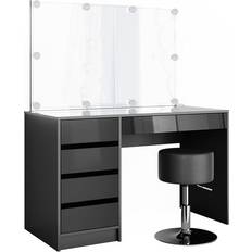 Plastic Dressing Tables Vicco Sherry with Stool Anthracite High Gloss Dressing Table 55x120cm