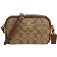 Coach Jamie newest Wristlet In Signature Canvas With Varsity Motif QB/Brown/Buttercup