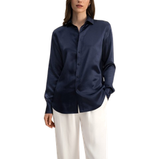 Breathable - Women Shirts LilySilk Tailored Silk Shirt - Navy Blue