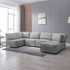 Black Sofas Mixoy Couch Light Grey Sofa 120.4" 5 Seater