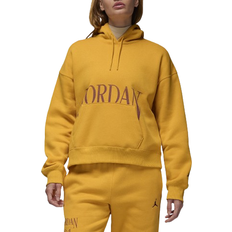 Yellow Sweaters Nike Women's Jordan Brooklyn Fleece Pullover Hoodie - Yellow Ochre/Dusty Peach