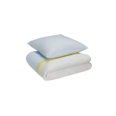 Hübsch Block Bedding Copripiumino Bianco, Multicolore, Blu (200x140cm)