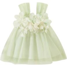 Multitrust Baby's Square Neck Layered Mesh Tulle A-line Dress - Green