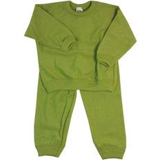 Wolle Nachtwäsche Cosilana Kid's Wool Terry Cloth Pyjamas 2-piece - Kiwi Green Mix