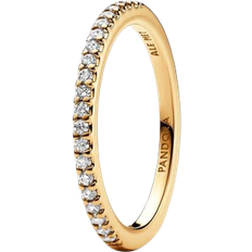 Plata Anillos Pandora Sparkling Band Ring - Gold/Transparent