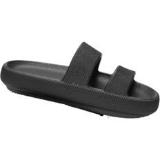 PINK Double Strap Pillow Slides - Pure Black