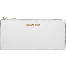 Michael Kors Jet Set Travel Large Saffiano Leather Quarter-Zip Wallet - Optic White