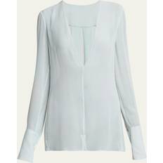 Transparent Tops Givenchy Transparent Open-Back Silk Blouse