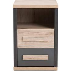 Baxton Studio Pandora Brushed Oak & Grey Bedside Table 15.8x15.8"