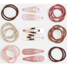H&M Hair Elastics & Clips Powder Pink/Gold-Coloured
