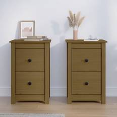 Pine Bedside Tables Ebern Designs braun Nachttisch