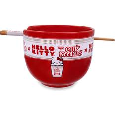 Rosso Servizi da Tavola Silver Buffalo Sanrio Hello Kitty Cup Noodles Red Ceramic Ramen Bowl and Chopstick Set Servizio da Tavola