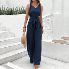 Dam - Ull Jumpsuits & Overaller Shein Tie Front Wide Leg Jumpsuit