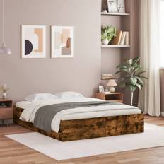 Letti e Materassi vidaXL Giroletto con Cassetti Rovere Fumo 140 x 200 cm