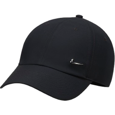 Polyester - Women Headgear NIKE Dri-FIT Club Unstructured Metal Swoosh Cap - Black/Metallic Silver