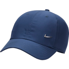 Polyester - Women Caps NIKE Dri-FIT Club Unstructured Metal Swoosh Cap - Midnight Navy/Metallic Silver