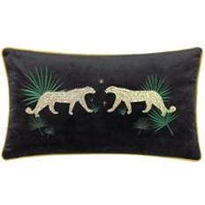 Textiles Dusk Leopard Embroidered Cushion Black