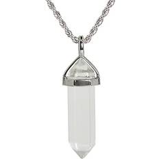 Natural Jewelry Storage Justinstones Natural Clear Quartz Gemstone Hexagonal Pointed Reiki Chakra Pendant Necklace High-grade Tin Gift Box