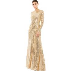 Mac Duggal Gold Dresses Mac Duggal Womens Sequined Long Evening Dress