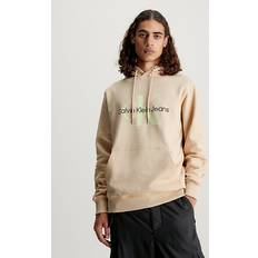 Calvin Klein Cotton Blend Fleece Hoodie Beige