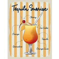 Wall Decor Vianmo Holzschild 30 x 40 cm Tequila Sunrise Cherry Orange Wall Decor