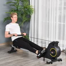 Calories Rowing Machines Homcom Fitness Adjustable Magnetic Rowing Machine Black, Sliver