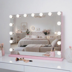 Ebern Designs Kycia Makeup Mirror w/ Lights Touch Control for Room & Bedroom, Tabletop or Wall-Mounted in Red s- Red
