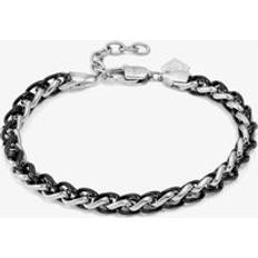 Nomination Stainless Steel Bracelets Nomination B-Yond Stainless Steel &amp; Black Double Curb Chain Bracelet 028946/030 Silver