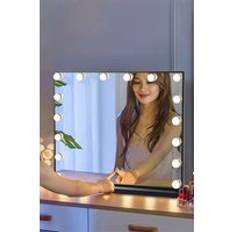 Living and Home Rectangle LED Makeup Vanity Mirror Black Size