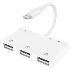 Lightning till sd Nordic LGN-105 Lightning - 3xUSB A/TF/SD/Lightning Charging Port Adapter M-F