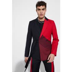 Man - Rood Blazers boohooMAN Mens Skinny Fit Colour Block Blazer - Red