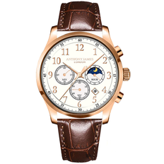 Anthony James Anthony James Hand Assembled Moonphase Chronograph Rose White Leather One Size