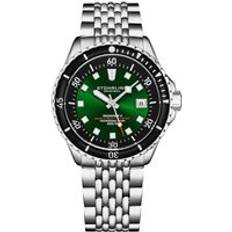 Stührling Original Swiss Automatic Depthmaster Radiance Diver Case With rotating Unidirectional Bezel and Beaded metal bracelet Wat Green One Size