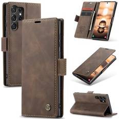 Kaffee CaseMe Samsung Galaxy S24 Ultra 013 Serie Schutzhülle mit Geldbörse Kaffee