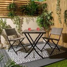 Grey Bistro Sets OHS Rattan Bistro Set, 1 Table incl. 2 Chairs