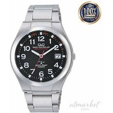 Citizen Q&Q Watch Analog Radio Solar Waterproof Date Metal Band HG12-205
