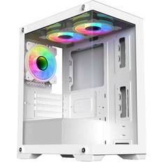 CiT Range White MicroATX PC Case Celsius Dual-Ring Fans