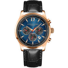 Anthony James Anthony James Hand Assembled Classic Chronograph Rose Blue Leather One Size