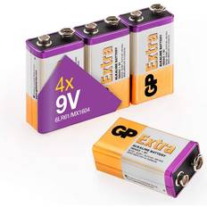 GP Batteries 9 Volt 9V Pack of 4 PP3 MN1604 – 6LR61 – 6LF22 Batteries 9V Extra Alkaline Batteries ideal for: Toys/Remote