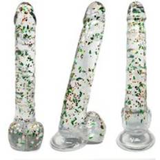 Transparent Dildos BuzzPinky Clear Realistic Dildo Christmas Glitter 10 Inch