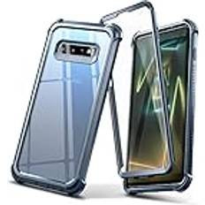 Samsung Galaxy S10+ Mobile Phone Cases Dexnor Dexnor Fodral till Samsung Galaxy S10 Plus S10 360 helkropp 3 lager skyddsfodral stötsäker stötfångare kristallklar smal repfri bakpanel med inbyggt skärmskydd – Marinblå