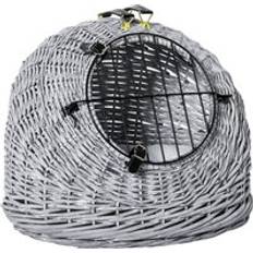 Pawhut Wicker Pet Carrier Basket Cat Kitten Bed