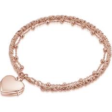 LOVELOX Rope Chain Heart Locket Bracelet Rose Gold