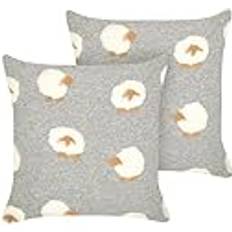 Fundas de cojín Beliani Conjunto 2 Cojines Decorativos Tela De Poliéster Motivo Ovejas De Punto 45 x 45 cm Gris Funda de cojín Gris (45x45cm)