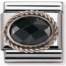 Nomination Stainless Steel Jewellery Nomination CLASSIC Silvershine Ornate Settings Oval Black Charm 330604/011