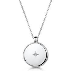 LOVELOX Diamond Round Engraved Locket Silver One