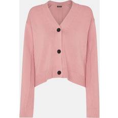 Pink - Women Cardigans Whistles Nina Rib Detail Cropped Cardigan, Dusty Pink